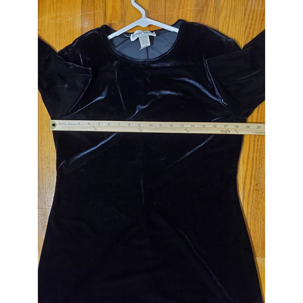 Ronni Nicole Black Velvet Midaxi Dress Size 14 Vintage 90s Minimalist Grunge - Picture 7 of 9